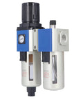 Heavy Duty 3 In 1 Pneumatic Air Filter Regulator Lubricator Combo With Water Oil Trap Separator, front view, showing dual units