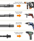 Adapters for Straight Up Heavy Duty Wood Splitter Drill Bits Set, compatible with various drill types and handles.