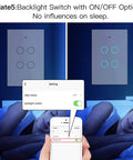 WiFi Smart Wall Light Switch Kit Four Gang Glass Panel With 3 Way Control 2.4GHz Wireless Touch Switches in bedroom