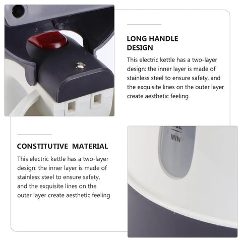 Close-up of the handle and material of the Road Trip Ready 12V Electric Hot Water Kettle Fast Boil Auto Shutoff.
