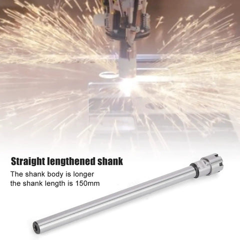 Heavy Duty Er11m 150L Collet Chuck Holder With Straight Shank Extension For Lathe And Cnc Milling Tools close-up of 150mm length shank.