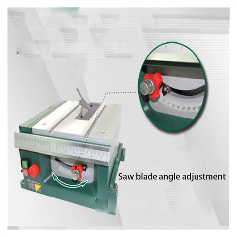 Mini Table Saw For Home Diy Projects Portable Woodworking Power Tool with saw blade angle adjustment feature.