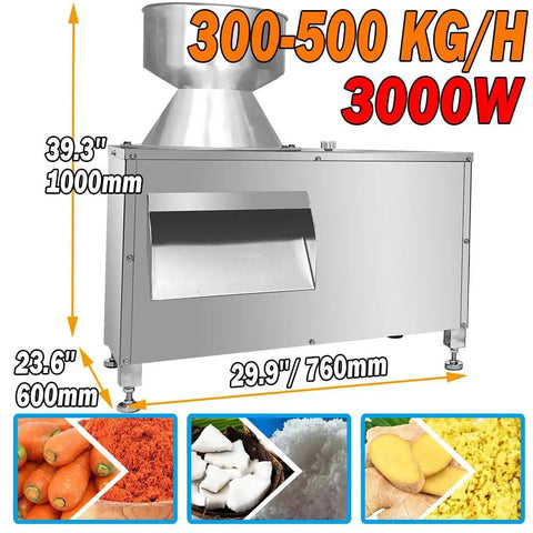 Industrial Pro Grade Heavy Duty Coconut Meat Grinder And Root Crop Pulverizer 500kg Per Hour with dimensions shown