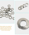Premium Stainless Steel Lock Washers Set 350 Pcs Assortment laid out with close-up detail and description text.
