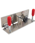 Aluminum Knife Sharpener Jig With Dual Arm Grips Knife Sharpening Locator Clip For Belt Sander Machine on white background