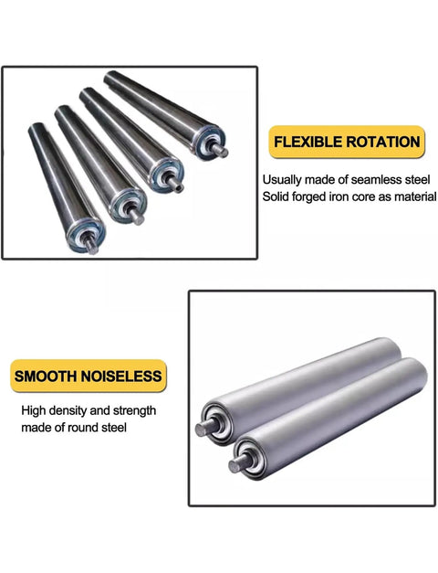 Industrial Grade Galvanized Conveyor Rollers Non Powered Steel Idler for Automation Assembly Lines showing smooth steel construction.