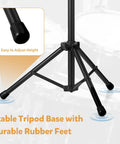 Stable tripod base of Electronic Mounting Stand With Plate For Drum Pads And Percussion Modules, black steel frame with rubber feet.