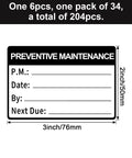 204 Pcs Maintenance Stickers Self Adhesive Preventative Maintenance Vinyl Decals For Equipment Labeling Service Information 2 By 3 Inch Labels, 3x2 in