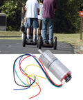 Stainless Steel DC Gear Motor With Speed Encoder High Torque Micro Reducer 12V 500RPM Brush Motor on white background
