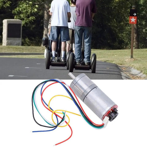 Stainless Steel DC Gear Motor With Speed Encoder High Torque Micro Reducer 12V 500RPM Brush Motor on white background