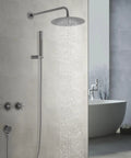 Shower System 10 Inch Wall Mounted Rainfall Set with Handheld Spray featuring premium stainless steel and showerhead with cascading water.