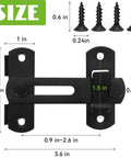 Heavy Duty Gate Latch for Barn Doors and Fences in Matte Black 201 Stainless Steel with screws, dimensions labeled