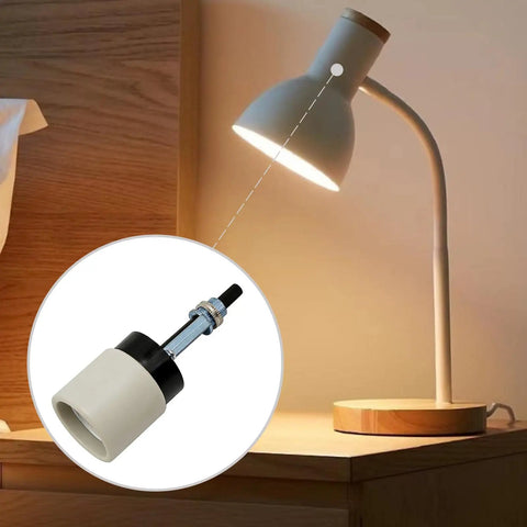 E26 Universal Ceramic Light Socket With Rotary Switch 250V 660W For Lamp Replacement No Fuss Twist Knob Repair High Heat Resistant Porcelain Socket For DIY Lighting Projects And Upgrades, porcelain lamp socket shown in table lamp