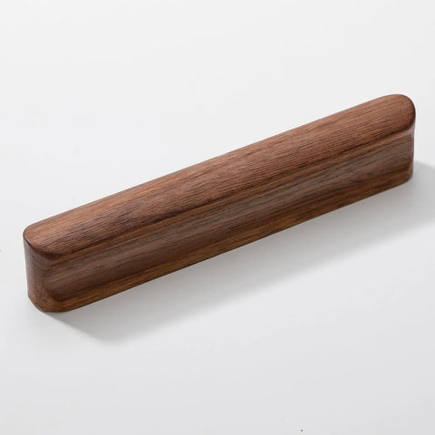 Walnut Wood Drawer Pulls Set Six Pack 5.04 Inch Length With Rounded Edge for cabinets, dressers, wardrobes, and cupboards.