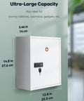 Wall Mount Medicine Cabinet With 4 Digit Code Lock And Key Lock For Secure First Aid Storage Large Capacity Steel White Bathroom Wall Cabinet Kid Safe Easy To Install Keeps Meds Organized And Out Of Reach