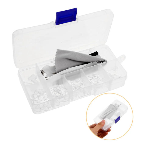 Glasses Repair Kit With Screws Nose Pads And Precision Screwdriver Tools For Quick Eyeglass Fixes At Home A Complete Eyewear Maintenance Set for DIY Eyewear Repairs And Easy On The Go Fixes shown open with contents visible