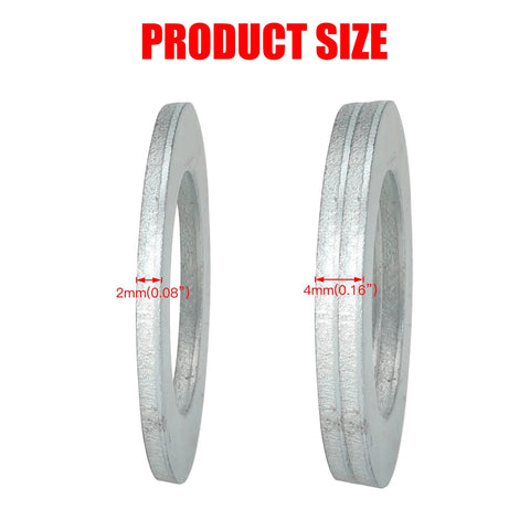 Side view of two silver metal universal clutch spacer shims for 3/4-inch shafts, 2 mm and 4 mm thick.