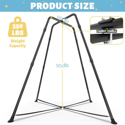 Built Tough Swing Frame With Sensory Swing Pod Chair For Adults, X Shaped Indoor Outdoor Swing Set, Metal Hammock Stand 350 Lbs