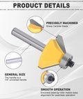 Close-up of Pro Grade 35 Piece Router Bit Set With 1 Quarter Inch Shank, Tungsten Carbide Blades showing detail and design.