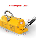 Heavy Duty Magnetic Lifter And Steel Plate Hook With Dual Safety Lock For Shop And Construction Sites Featuring Solid Grip Neodymium Power That Handles Thick Steel Without Breaking A Sweat, 3-ton capacity, yellow metal design, ergonomic handle.