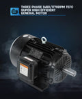 5HP Three Phase Electric Motor With 1480 And 1770 RPM, 184T Frame, 1-1/8 Inch Shaft, CW CCW Rotation, TEFC Cast Iron Shell, IP55