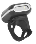 Finger Worn 2D Wireless Barcode Scanner Hands Free Reader for iOS with 500mAh Battery shown from side angle with strap