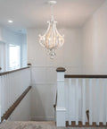 White chandelier hanging in hallway, not Modern Kitchen Island Light Four Light Chandelier With Glass Shades Industrial Farmhouse Pendant Lighting