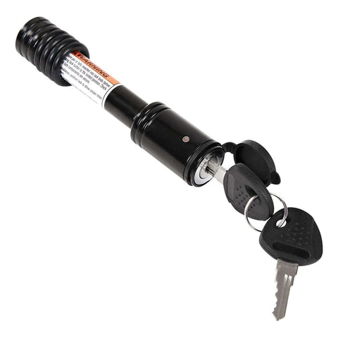 Five Eighth Inch Locking Trailer Hitch Pin Anti Theft Receiver Lock For Two Inch Receiver Tubes Class Three And Four Hitches High Strength Steel Black One Pack with keys