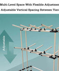 Adjustable Double Tier Wire Harness Hanging Rack With 12 Rock Solid Arms For Slick Cable Routing And A Tidy Garage Setup That Truly Gets It Done Right showing adjustable vertical spacing between tiers.