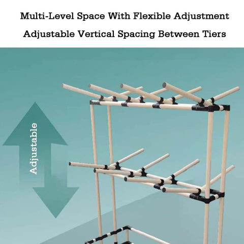 Adjustable Double Tier Wire Harness Hanging Rack With 12 Rock Solid Arms For Slick Cable Routing And A Tidy Garage Setup That Truly Gets It Done Right showing adjustable vertical spacing between tiers.