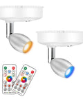 RGB Spotlight Battery Operated Accent Lights With Remote Dimmable Picture Light Rotatable Head For Painting Artwork Closet 2 Pack