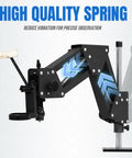 Adjustable Spring Arm Stand For Binocular Stereo Microscope MS01A With Heavy Duty Metal Base And Precise Positioning Fits 76mm Holders Supports 0.5X Barlow Lens And 56 LED Ring Light For Enhanced Imaging, black metal spring arm