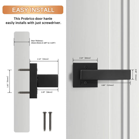 Pack Of 2 Black Dummy Door Levers For Closets And French Doors Square NonTurning Pull Handles Surface Mounted Easy Install SingleSide Operation Matte Finish Durable Build For Interior Doors, black square lever on white door