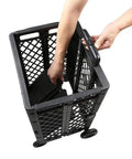 Person using Pack-N-Roll Mesh Portable Tools Carrier 55 lb load, folding cart with telescoping handle visible