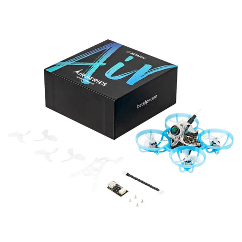 ELRS V3 Air65 Brushless Whoop Quadcopter Ultralight 1S 65mm Tiny Micro Drone With C03 FPV Camera next to packaging box and parts