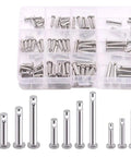96 Piece Stainless Steel Metric Hole Clevis Pin Set Flat Head Cylindrical Pins M3 M4 M5 Assorted for Machinery Auto Farm Furniture