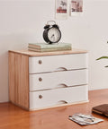 Wooden File Cabinet With Lock And Four Drawers For Desk Storage displaying small compact unit on office desk with decor items.