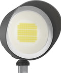 Close-up of 12W LED Flood Light with Heavy Duty Mounting Arm, Die Cast Aluminum Housing in Bronze Finish, Wet Location Rated