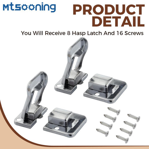 8 Piece Silver Box Latch Hasp Set For Wooden Boxes Antique Toggle Buckles Decorative Lock Clasps With Screws
