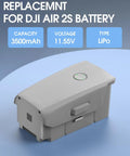 DJI Mavic Air 2S Battery 3500mAh 11.5V Smart Flight Battery With Extended Flight Time For Mavic Air 2 And Air 2S High Capacity LiPo Power Pack Delivers Up To 34 Minutes Of Flying displayed with specs