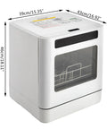 Portable Countertop Mini Dishwasher Featuring Four Quick Wash Cycles And Slick High Heat Sanitizing Plus Seamless Air Dry setup with transparent door.