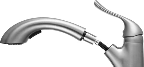 Navona Series Ten Point Zero Four Inch Pull Out Sprayer Kitchen Faucet With Single Handle And 1.8 GPM Flow Brass Interior