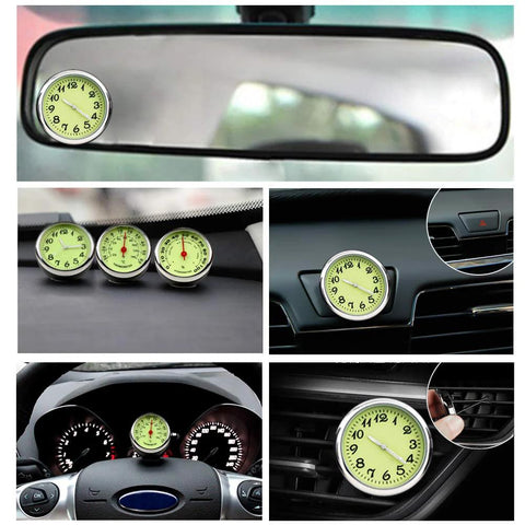 idain car dashboard thermometer; lime-green round dial, 1.57in, clip-on air-vent and dashboard views (Amazon).
