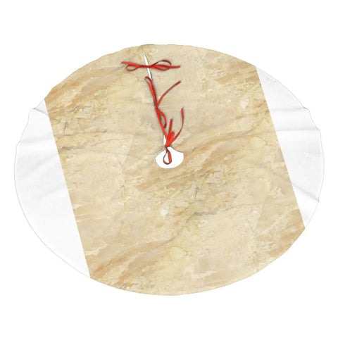 Beige Granite Stone Look Plush Christmas Tree Skirt 36 Inch 100 Percent Polyester Brushed Fabric Easy To Cover Tree Base And Stand