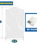 60 Pack 40 Inch Clear Garment Bags For Dry Cleaning Easy Clip On Plastic Clothes Covers For Hanging Suits Coats Shirts And Pants