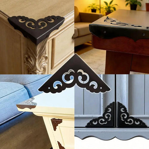 Solid As A Rock Metal Corner Protectors For Furniture Featuring Dope Vintage Floral Accents seriously rust resistant set of four on furniture edges.