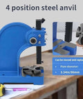 Super Sturdy Cast Iron Manual Arbor Press Featuring Legit One Ton Pressing Power With Slotted Anvil Bench Mounted Punch Stamp Rig For Serious Garage And Shop Tasks with 4-position steel anvil.