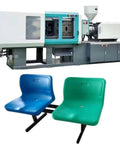 Top Shelf Hydraulic Plastic Injection Molding Machine For Heavy Duty Commercial Production Supporting Multi Material Processing For Office Chairs And Household Goods Manufacturing with blue and green plastic seats.