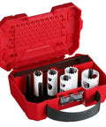 9 Pc Universal Hole Saw Kit With Bulldozer Boring Bi-Metal Cobalt Teeth Fast Plug Removal Blade Set For Hard Metal And Steel Drilling Jobs red case