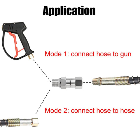 360 Degree Pressure Washer Swivel Fitting Three Eighths Inch NPT Thread Stainless Steel Durable Leak Proof Hose Gun Connector For Easy Cleaning And Smooth Rotations connecting hose to gun